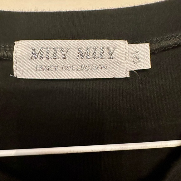 Y2K Vibes Muy Muy Denim Butterfly w/ Rhinestone Embellishments Black T Small - Picture 2 of 6